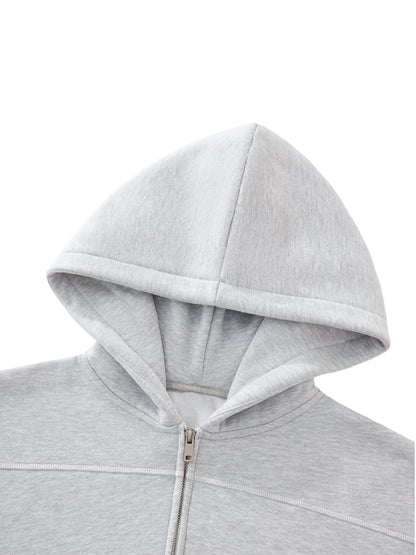 Contrast Stitch Boxy Zip Hoodie