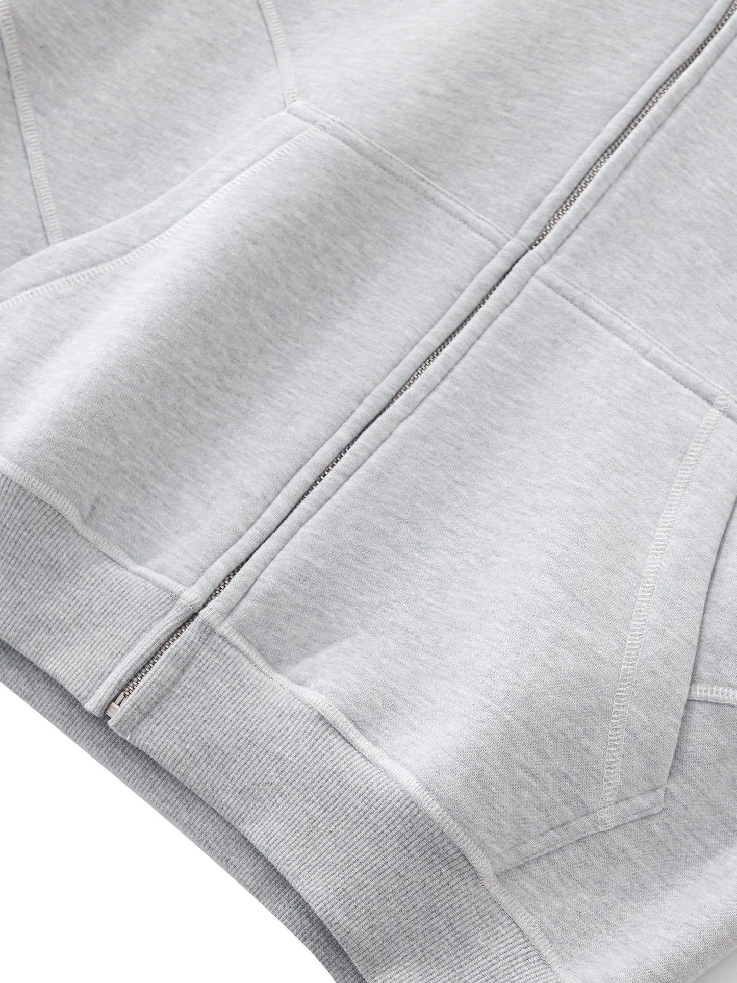 Contrast Stitch Boxy Zip Hoodie