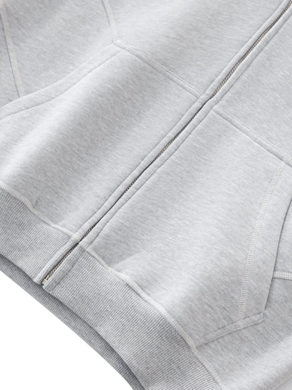 Contrast Stitch Boxy Zip Hoodie